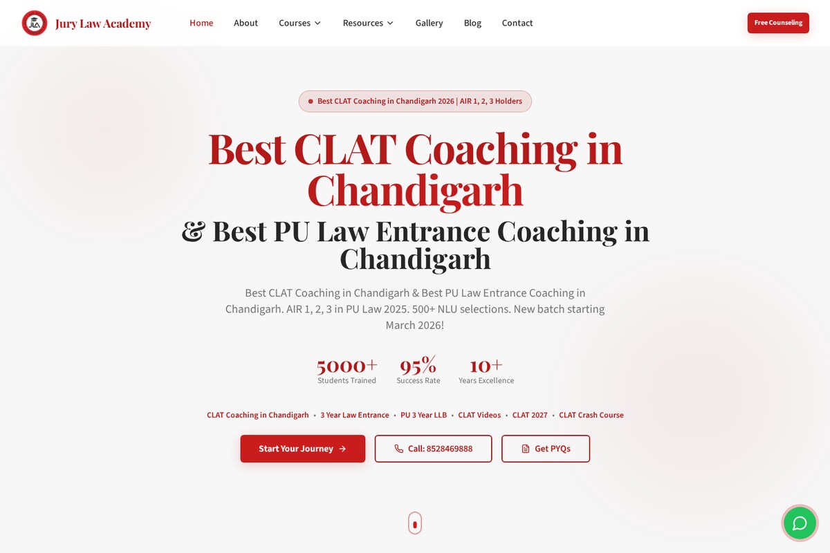 Jury Law Academy website built by launchyourwebsite.in